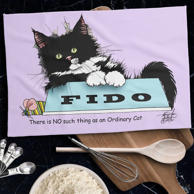 Tuxedo Kitten Dog's Bowl Tea Towel (Creator Uploaded)