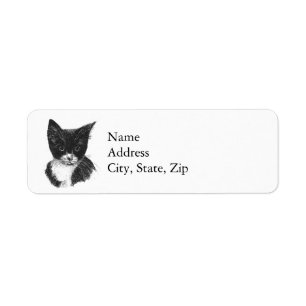 Tuxedo Kitten Return Address Label