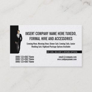 Tuxedo man formal suit renting business DIY custom Card