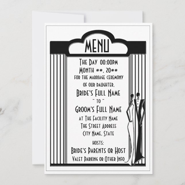 Tuxedo - Menu (Unlocked) Invitation (Front)