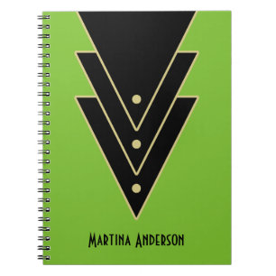 Tuxedo Modern Art Deco Personalised Notebook
