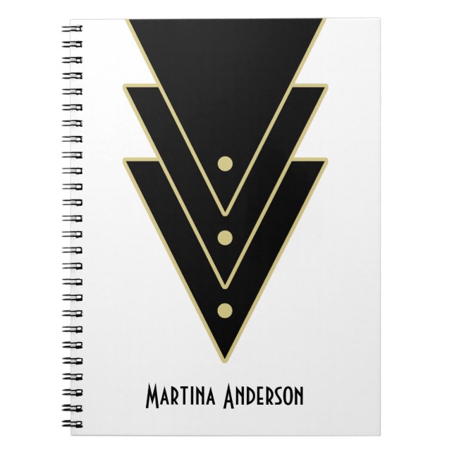 Tuxedo Modern Art Deco Personalised Notebook (Front)