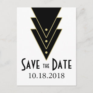 Tuxedo Modern Art Deco Save the Date Announcement Postcard