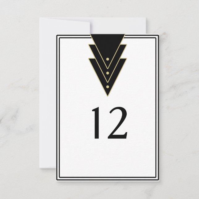 Tuxedo Modern Art Deco Table Number (Front)