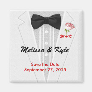 Tuxedo Monogram with Rose Magnet