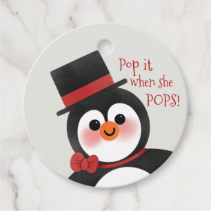 Tuxedo Penguin Baby Shower Pop It When She Pops! Favour Tags