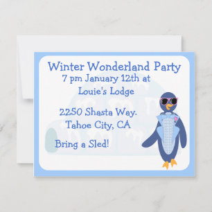 Tuxedo Penguin Winter Party Invitation