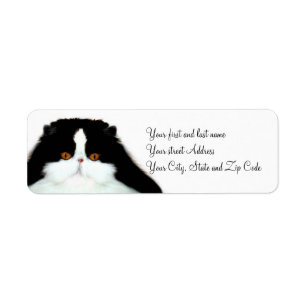 Tuxedo persian cat face return address label