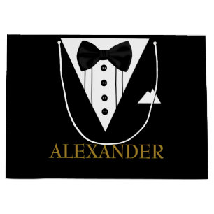 Tuxedo Personalised Groomsman  Wedding Thank You Large Gift Bag