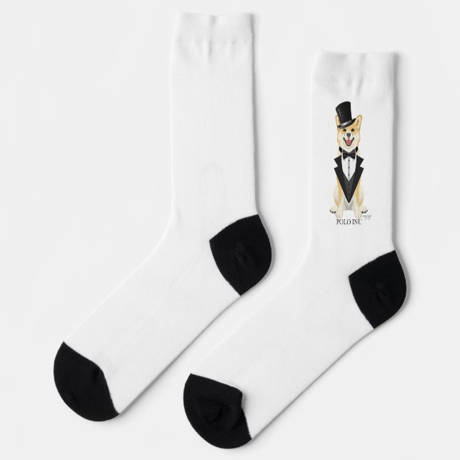 Tuxedo Polo Inu Men's Dress Socks (Left)
