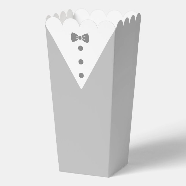 Tuxedo Popcorn Boxes with Black Tuxedo Bow (Front)