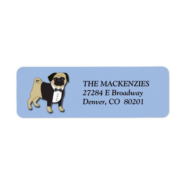 Tuxedo Pug Return Address Label (Front)