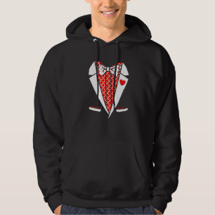 Tuxedo Red Heart Valentines Day Funny Costume Men  Hoodie