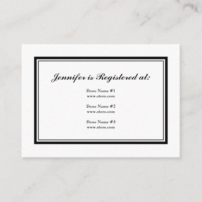 Tuxedo Registry Card in Black and White on Pearl (Front)