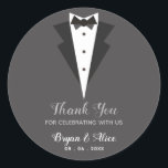 Tuxedo Stickers (Wedding Groom Groomsmen)<br><div class="desc">Simple yet elegant tuxedo thank you stickers in grey.</div>
