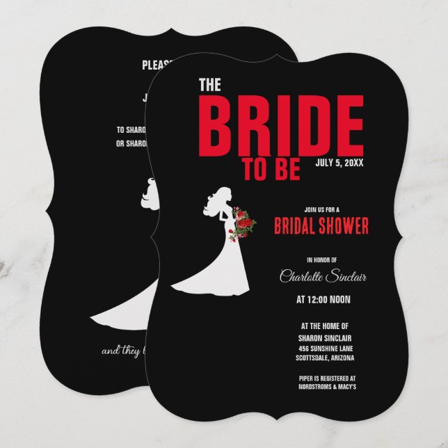 Tuxedo Suit & Bride Silhouette Bridal Shower Invitation (Front/Back)