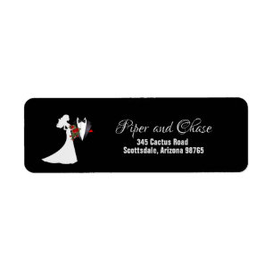 Tuxedo Suit & Bride Silhouette Return Address Return Address Label