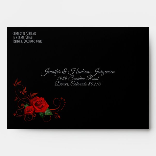 Tuxedo Suit & Bride Silhouette Wedding Envelope (Front)