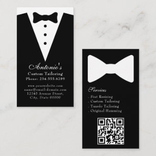 Tuxedo Suit Mens Clothing Modern Black & White Business Card