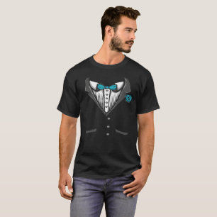 Tuxedo T-Shirt With Aqua Bow Tie