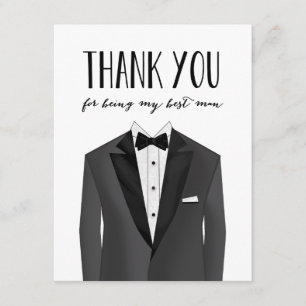 Tuxedo Thank You Best Man Groomsman Card