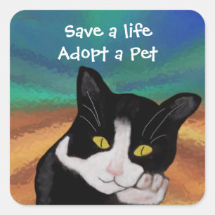 Tuxedo the Cat Pet Adoption Stickers