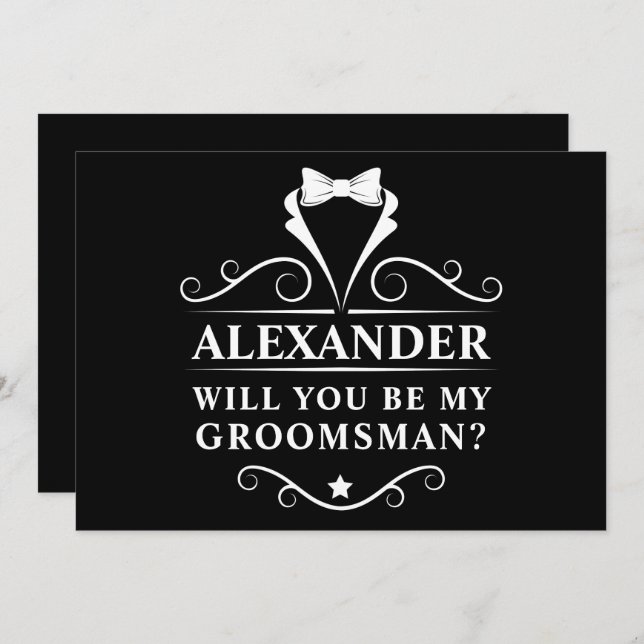 Tuxedo Tie Will You Be My Groomsman Card (Front/Back)