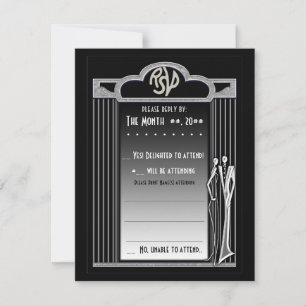 Tuxedo v2 - Black and Silver RSVP Card