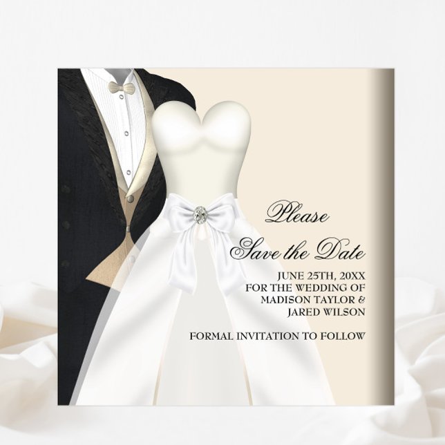 Tuxedo Wedding Dress Black White Save The Date (Creator Uploaded)