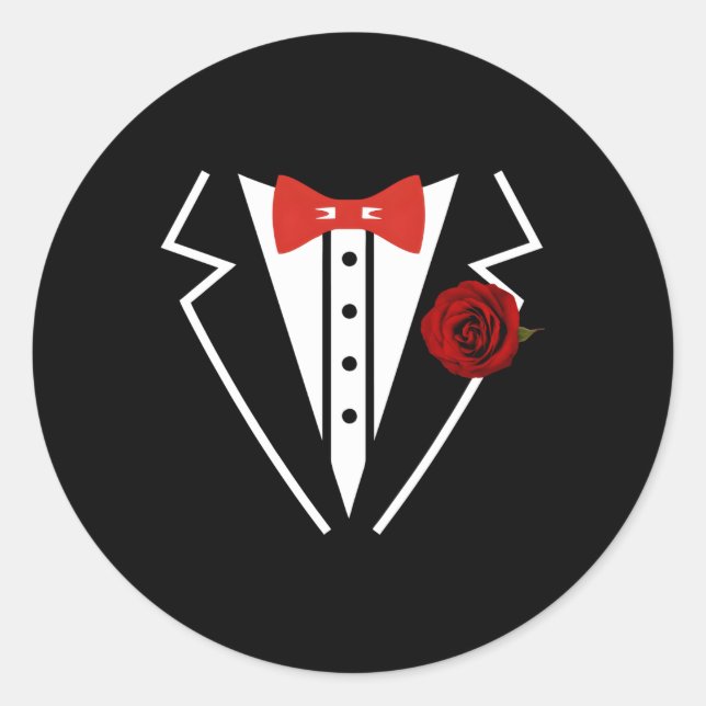 Tuxedo Wedding Fake Tux Bachelor Prom Wedding Classic Round Sticker (Front)