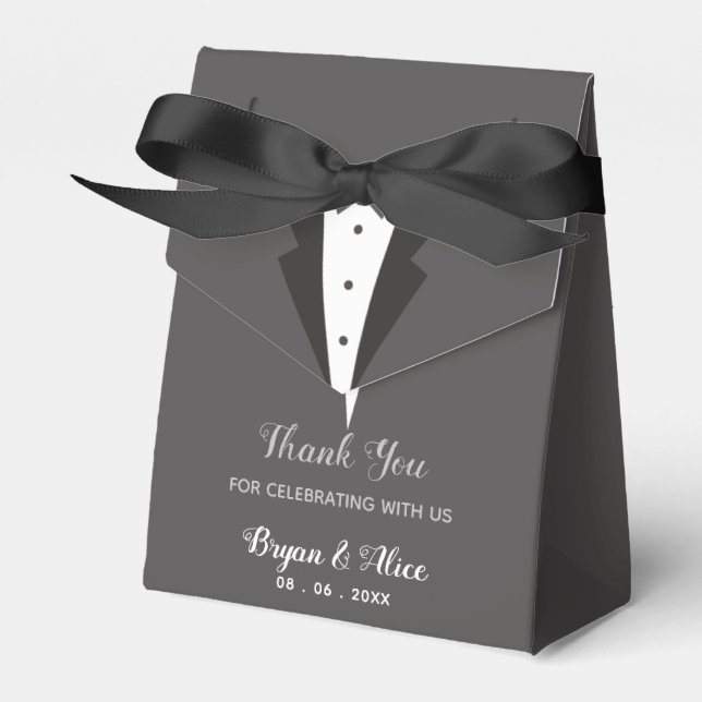 Tuxedo Wedding Favour Boxes (Bride Groom) (Front Side)