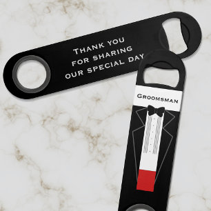 Tuxedo Wedding Groomsman Thank You Bottle Opener