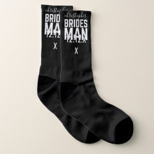 Tuxedo Wedding Personalized Bridesman Black Socks