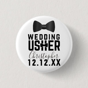 Tuxedo Wedding Usher Bridal Party Button