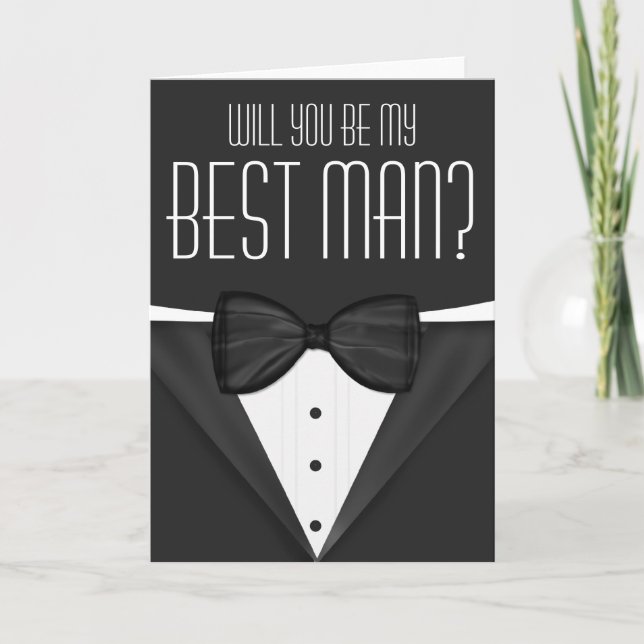 Tuxedo Will You Be My Best Man Wedding Invitation (Front)