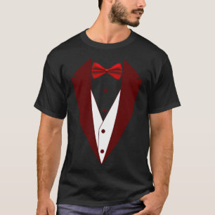 Tuxedo With Bow Tie Funny - Halloween Groom Costum T-Shirt