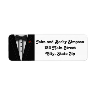 Tuxedo with Bow Tie Monogram Return Address Label
