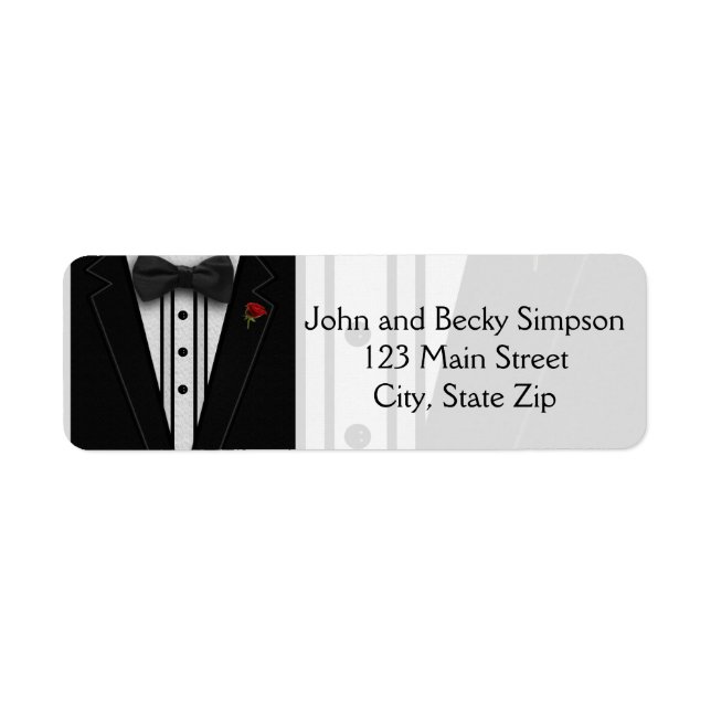 Tuxedo with Bow Tie Monogram Return Address Label (Front)