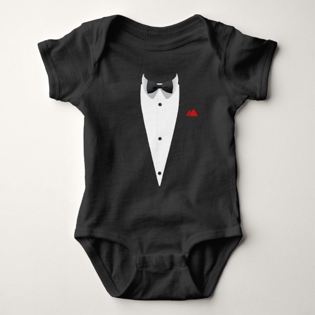 Tuxedo with Bowtie For Weddings New Year's Eve Baby Bodysuit (Front)