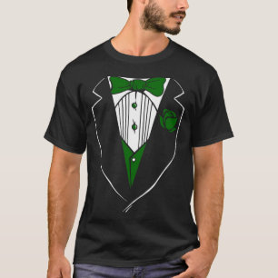 Tuxedo With Green Bow For Men & Boys T-Shirt