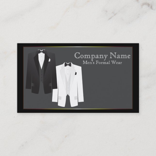 Tuxedos Men's Formal Wear Business Card (Front)