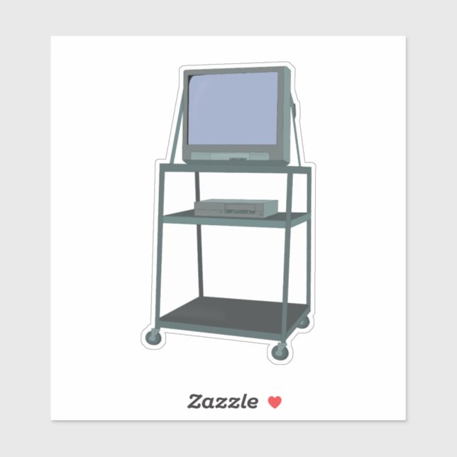 TV and VCR cart Classroom 80s 90s Funny School (Sheet)