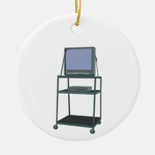 TV and VCR cart Classroom 80s 90s Funny School Ceramic Ornament