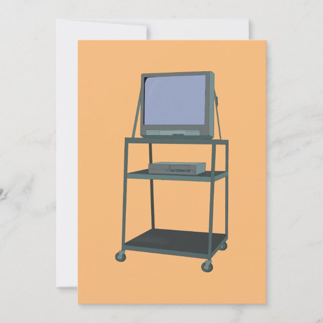 TV and VCR cart Classroom 80s 90s Funny School Invitation (Front)