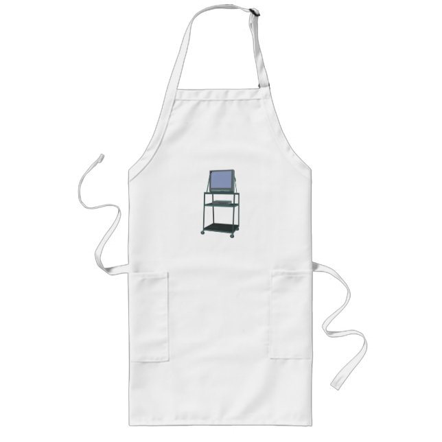 TV and VCR cart Classroom 80s 90s Funny School Long Apron (Front)