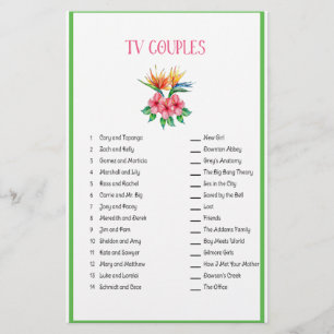 TV Couple Matching Tropical Bridal Shower Stationery