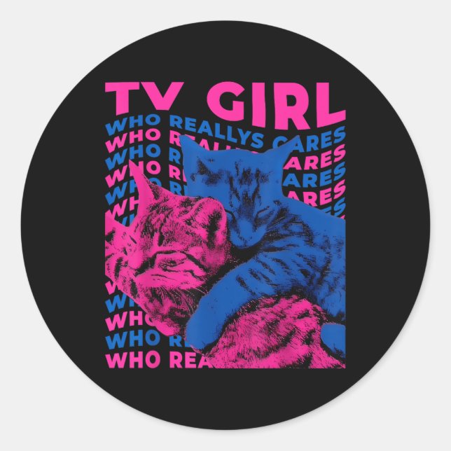 Tv Girl Album Frenchs Exit Who Really Cares Cat Tv Classic Round Sticker (Front)