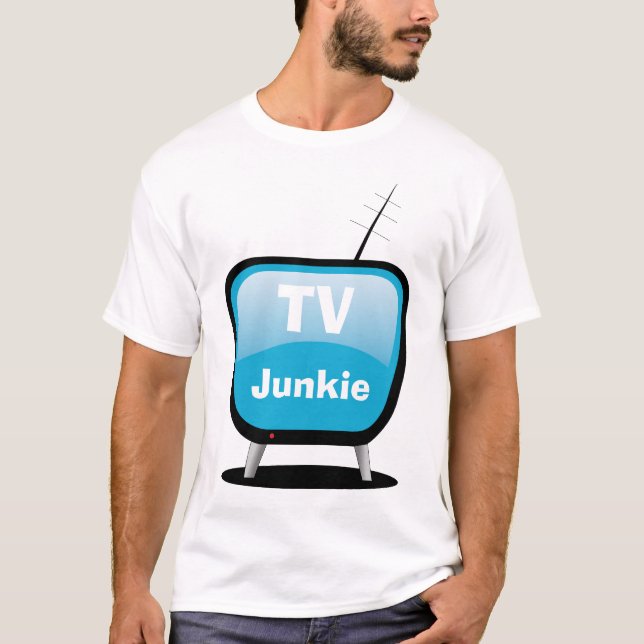 TV Junkie - Cartoon Style TV T-Shirt (Front)