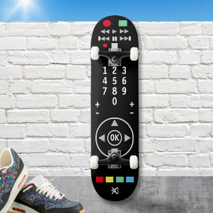 TV Remote Control Black Modern Stylish Cool Skateboard