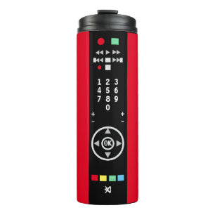 TV Remote Control Red Black Thermal Tumbler